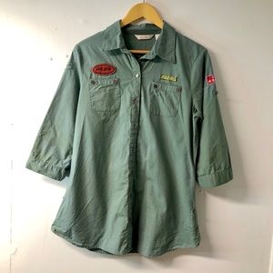 DEREK HEART Mock Army Button Down